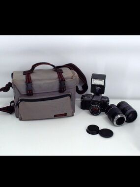Pentax P30T 1980s Camera with an SMC Pentax-A 50mm+Flash+2lens+Case WORKING